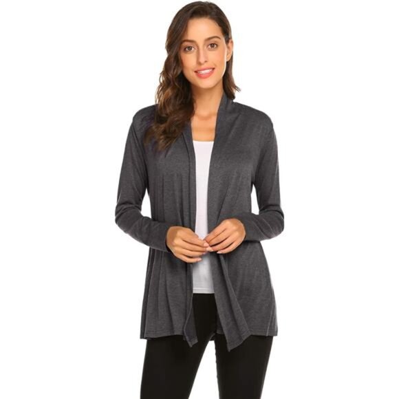 Womens Casual Lightweight Long Sleeve Cardigan Soft Drape Open Front Fall - Picture 1 of 7